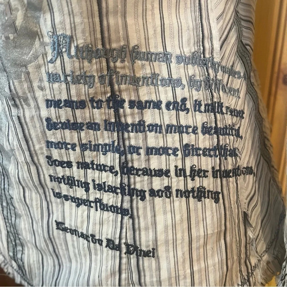 EUC Johnny Was 3-J Workshop Striped Embroidered Button Down Shirt Sz-S - Picture 6 of 12